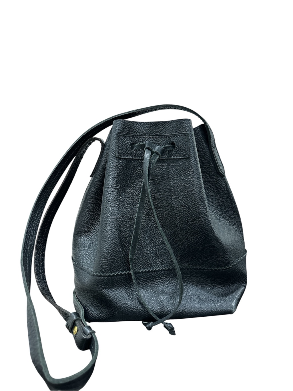 J.Crew Black Pebbled Leather Bucket Bag Adjustable Crossbody Purse